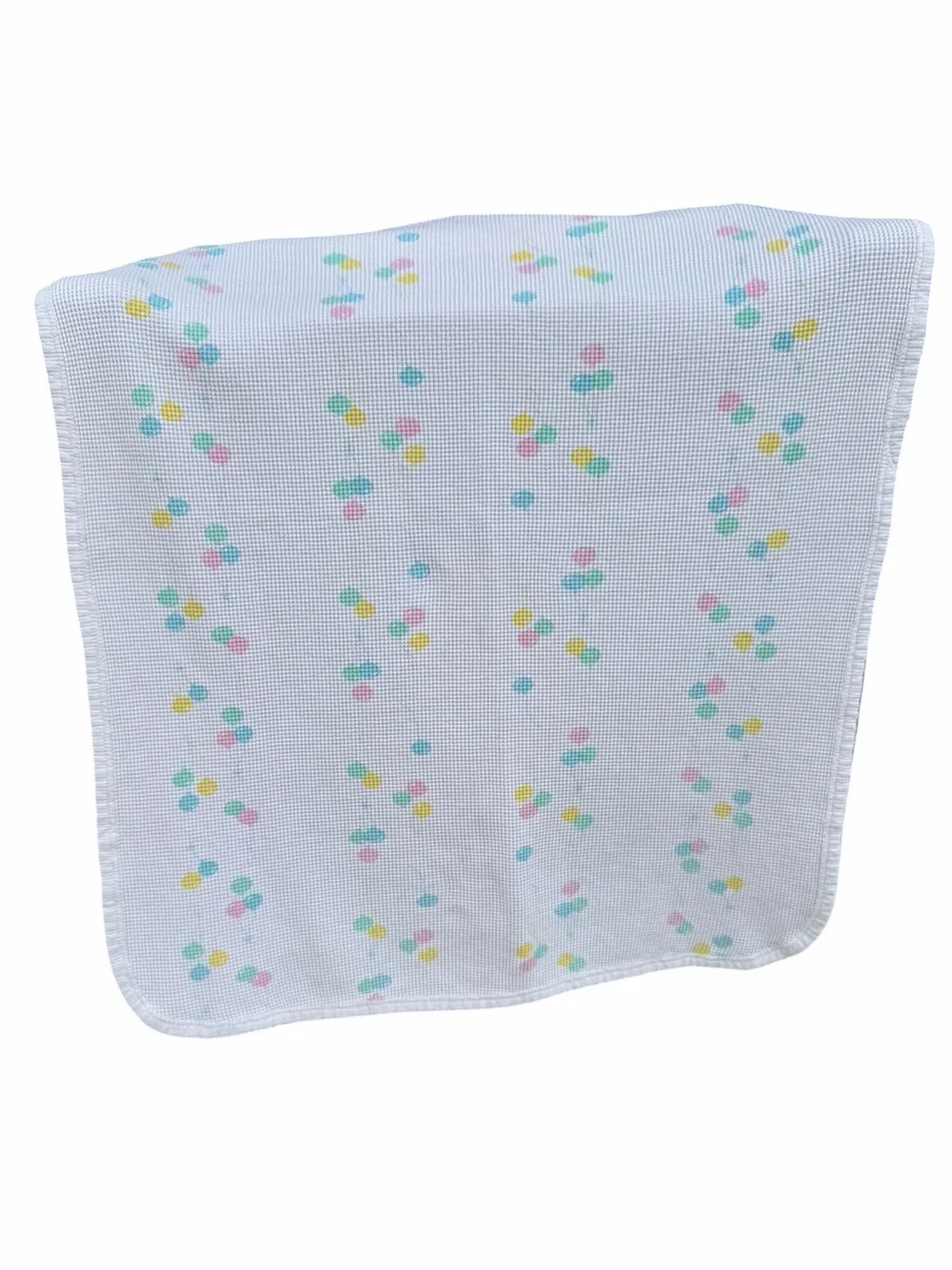 Vintage Baby Morgan Waffle Pastel Balloon Blanket Security Lovey 24x31 FLAWS
